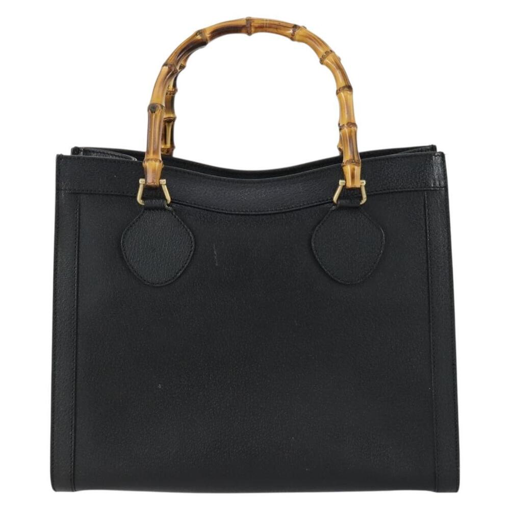 GUCCI Bamboo Hand Bag Leather Black Gold 002 1186 0260 Auth 156902 - Picture 13 of 16